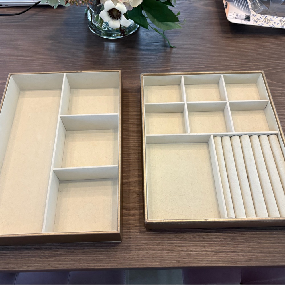 HomeSense Velvet Jewelry Organizer Trays Set in Cream.